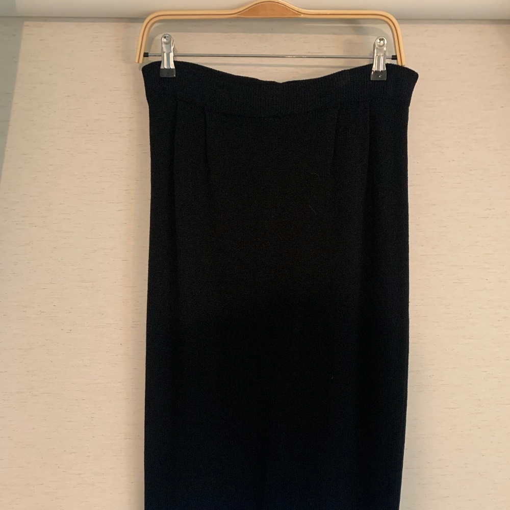 St John Collection long black knit skirt